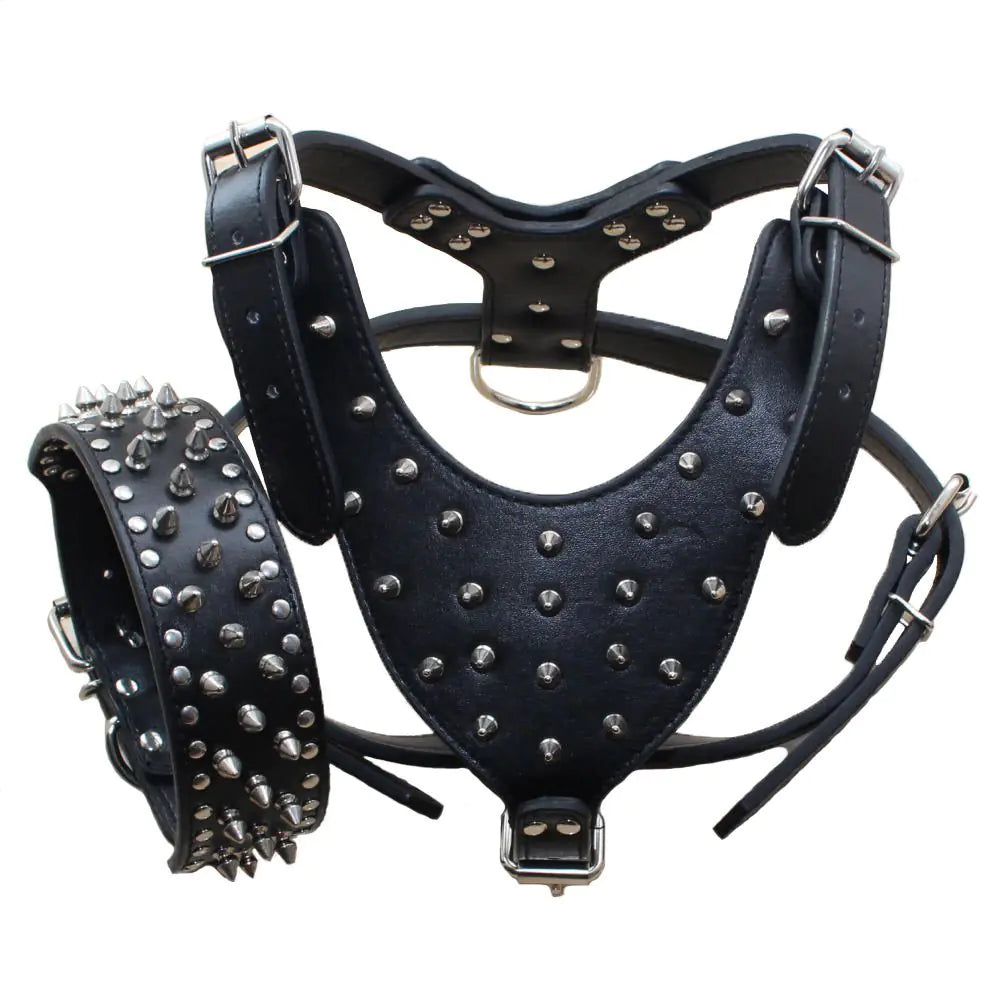 Genuine Leather Spiked Dog Harness